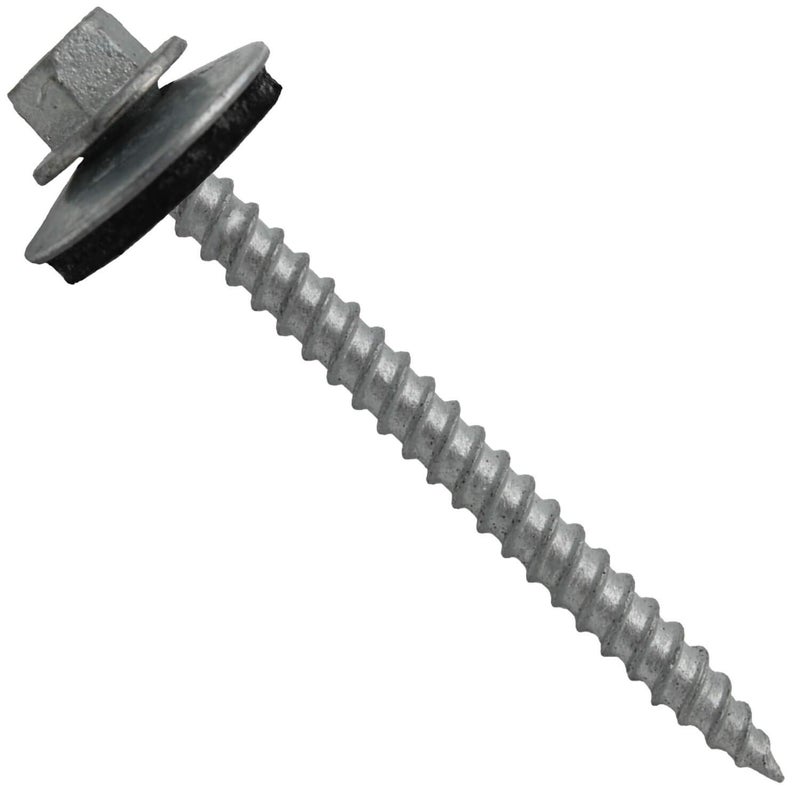Jake Sales Metal ROOFING SCREWS: (250) 12 x 2-1/2" GALVANIZED/ZINC Hex ReGrip Head Sheet Metal Roof Screw. Sharp Point metal to wood siding screws. EPDM washer. Colored head - Image 1